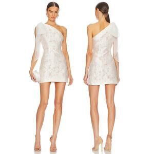 Elliatt x REVOLVE April One Shoulder Bow Mini Dress Bridal Cocktail Ivory Size S
